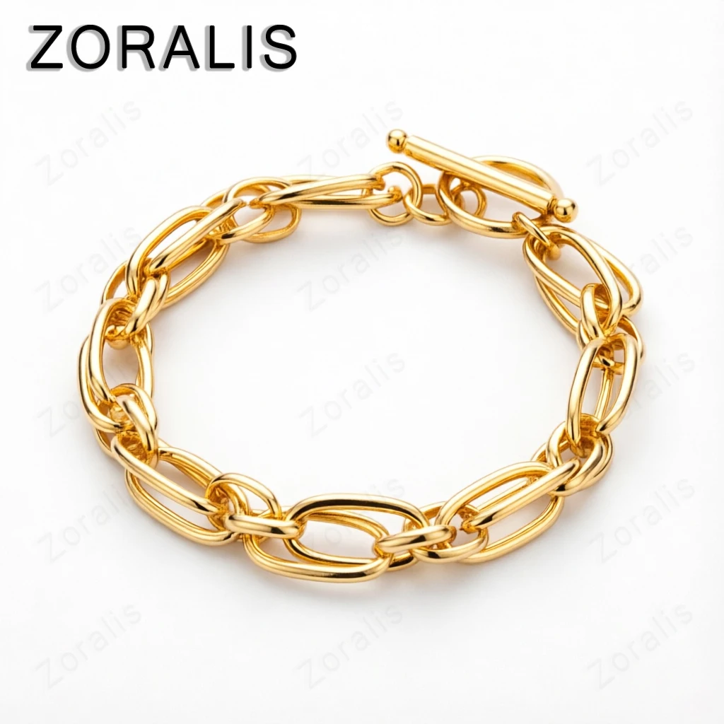 18K Gold 20cm Double Layer Oval Chain Bracelet For Woman Party Engagement Wedding Birthday Fashion Charm Jewelry Gift
