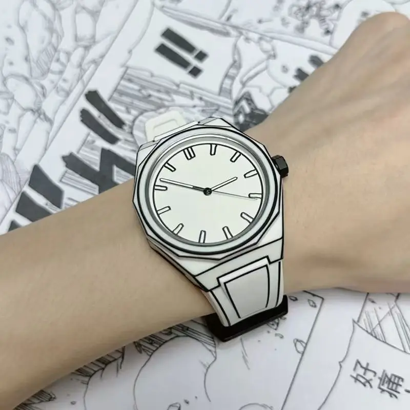 Creative Men Women Quartz Watches Comic-book Style Soft Silicone Strap Waterproof Luxury Male\'s Clock Ladies Watch Gifts
