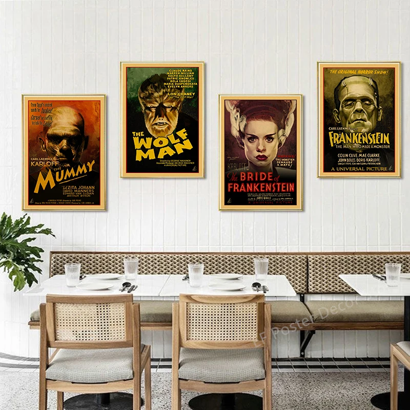 Monsters Movie Poster Retro Kraft Paper Prints Vintage Home Decor Picture Living Room Decoration Horror Film Art Wall Painting