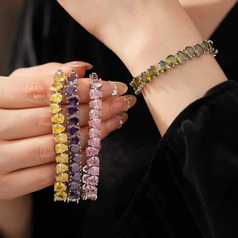 

Zircon Water Drop Buckle Bracelet Luxury Bracelets for Women Fashion Design Gift Party Ornament