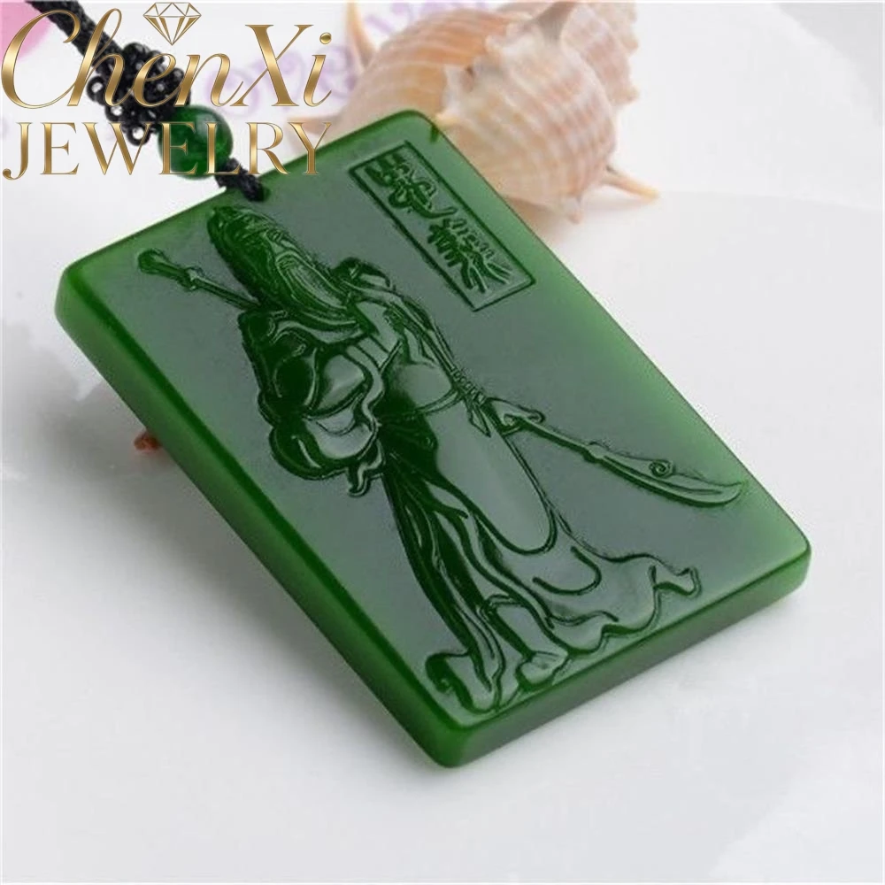 

Natural Hetian Jade Wealth God Guan Gong Pendant Luxury Quality Fashion Fine Jewelry Amulets And Mascots Exquisite Elegant Gift