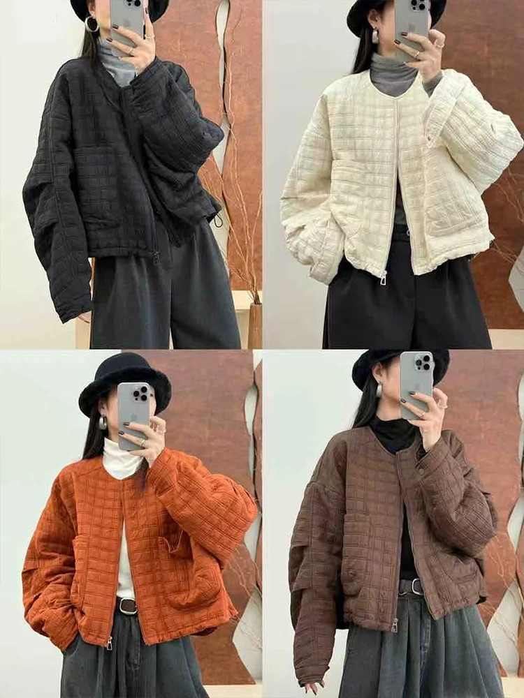 Amax LuluE 2025 Winter Coats Womens Leisure Warm Quilted Jackets Females Loose Vintage Thicken Parkas Classic O Neck Outerwear