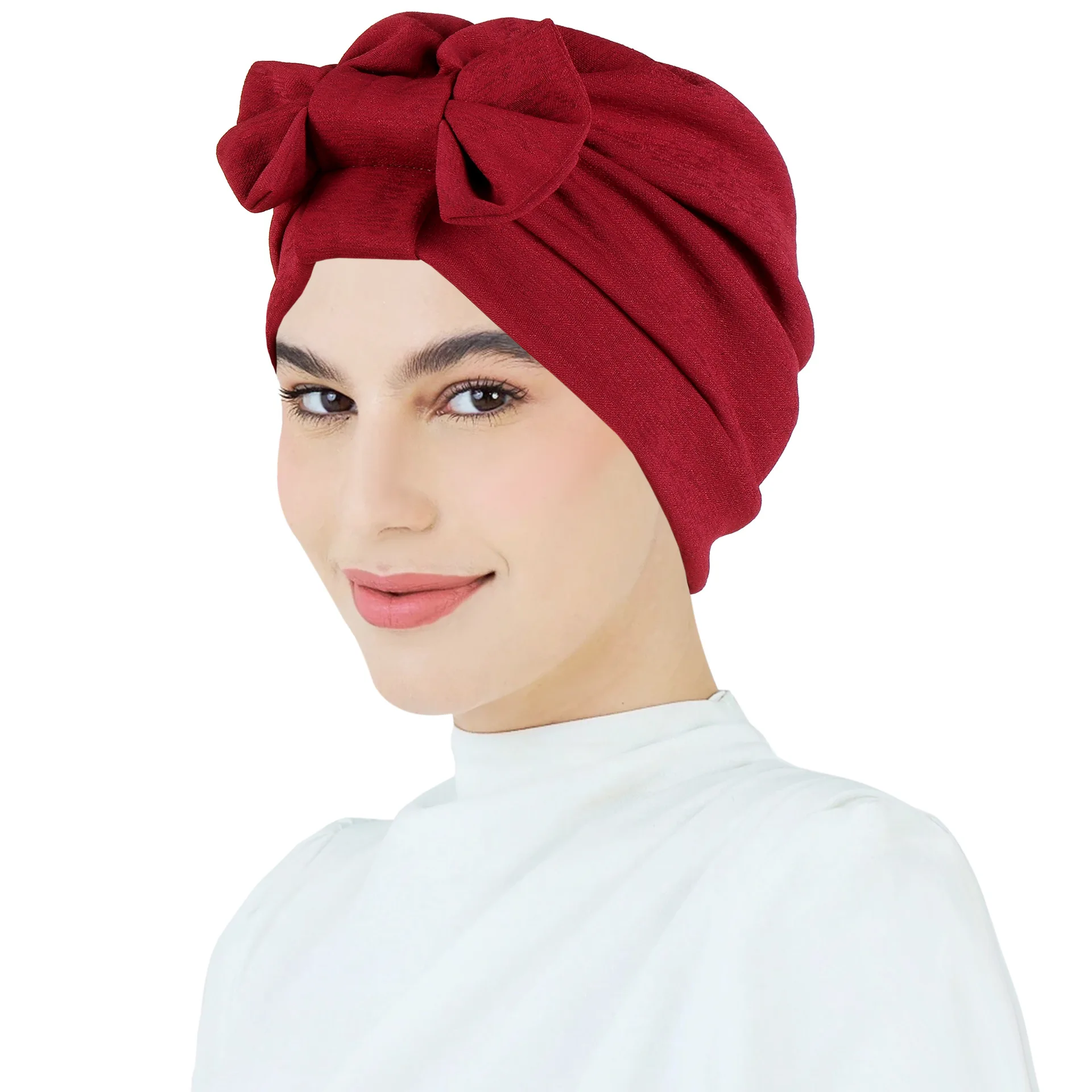 2024 nowa kokardka damska hidżab jednokolorowy muzułmański damski turban Bonnet miękka elastyczna chusta na głowę szalik na głowę kapelusze indyjskie