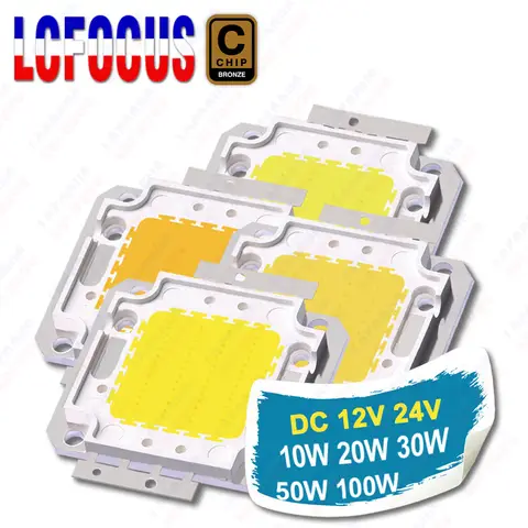 DC 12V 24V LED Chip 10W 20W 30W 50W 100W Warm Natural Cool White 3000K 4000K 6000K Driverless COB For Floodlight Light Beads
