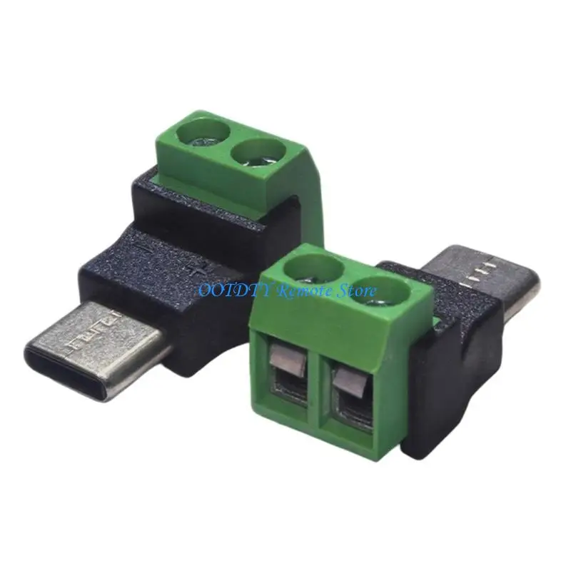 2Pcs Type C Plug to 2Pin Terminal Charging Connectors 5V3A Output Lightweight Design for Charging Toy Small Appliances