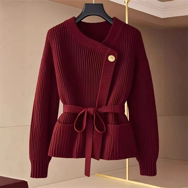 

2025 New Autumn Winter Fashion Temperament Cardigan Sweater Coat Women Knitwear Female Long-sleeved Elegant Warm Top Ladies