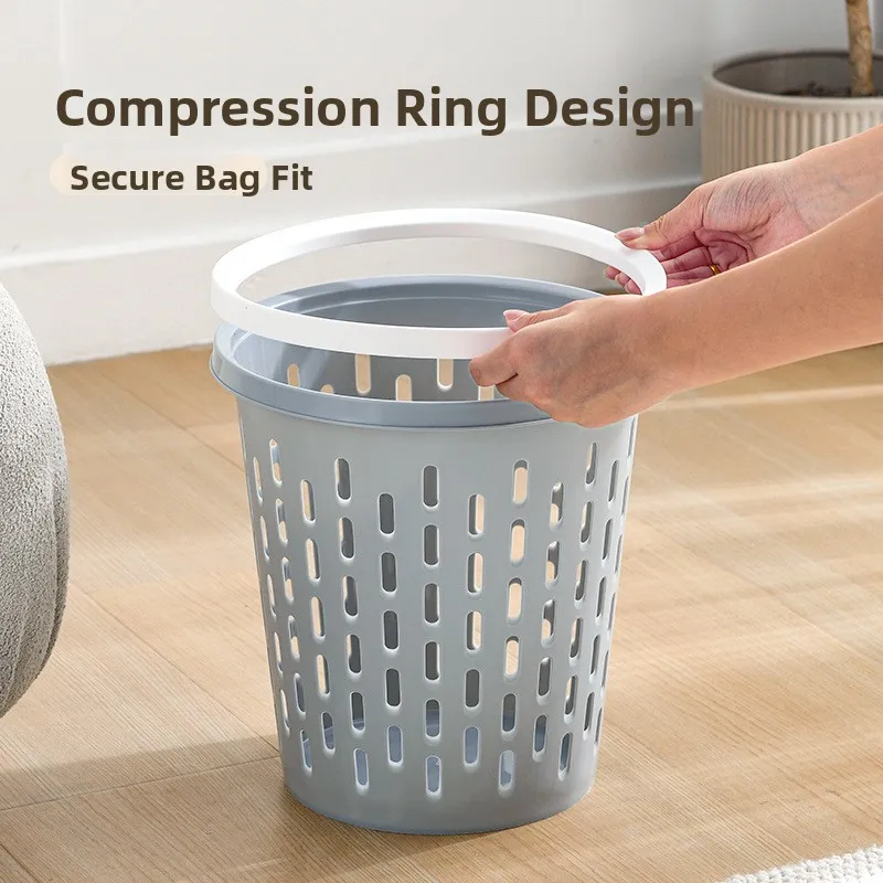 

Luxury Hollow out Kitchen Bathroom Large Capacity Thickened Trash Can without Lid with Pressure Ring Paper Basket for Home Use