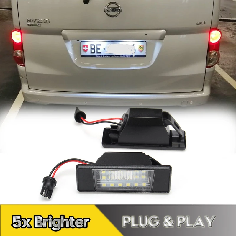 

2Pcs No Error LED Number License Plate Light Lamps For Nissan Qashqai Juke Micra NV200 Note March Kicks X-Trail Car Accessories