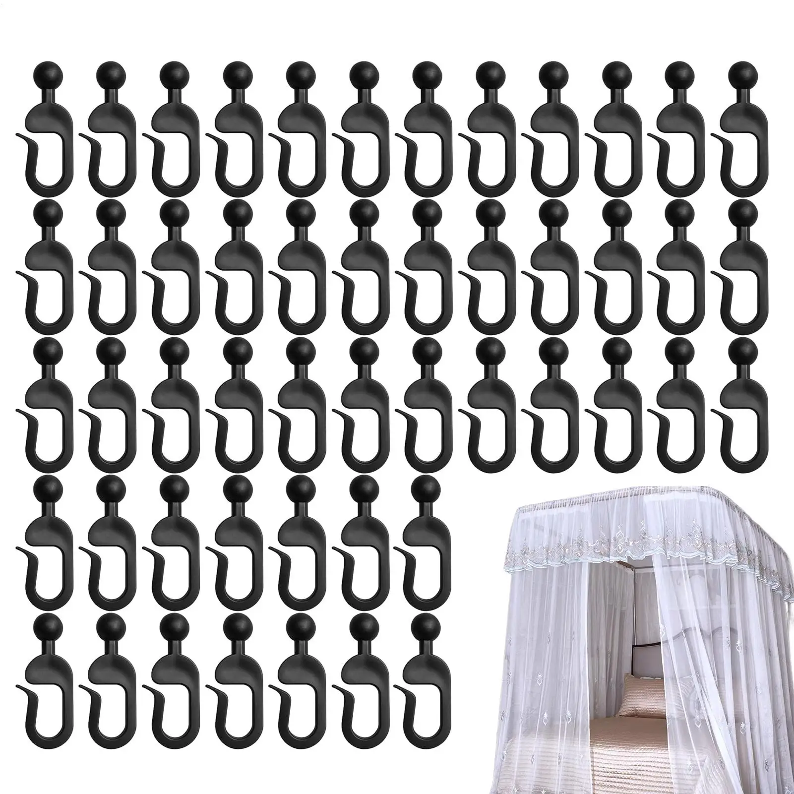 

Gazebo Drape Hooks 50 Pieces Netting Hooks Multi-purpose Pergola Drape Rings Rustproof Hangers For Fence Plants Indoor Outdoor