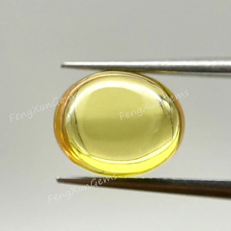 

Golden Yellow Cubic Zirconia Stone Oval Shape Cabochon Cut Flat Back Loose CZ Stone Synthetic Gems For Jewelry