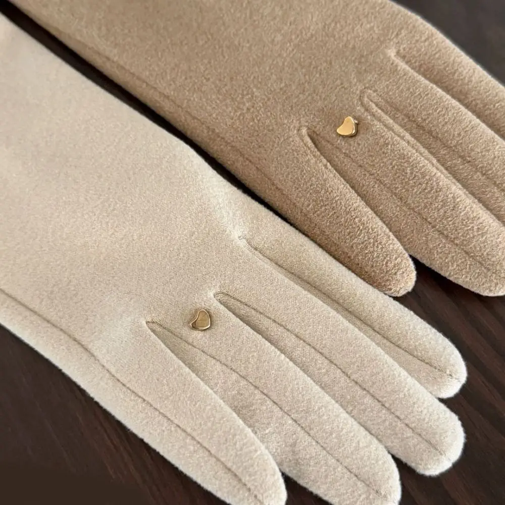 لطيف المخملية الشتاء قفازات ركوب الدراجات القلب لؤلؤة النساء القفازات شاشة تعمل باللمس سميكة أفخم قفازات الشتاء