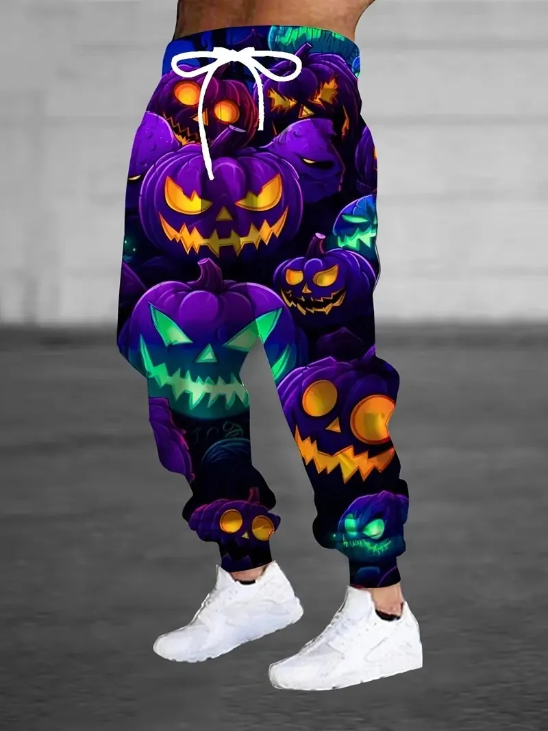 Les nouveaux pantalons pour hommes pour le printemps et l'automne 2025 sont décontractés de rue à la mode, doux et confortables avec imprimé citrouille 3D