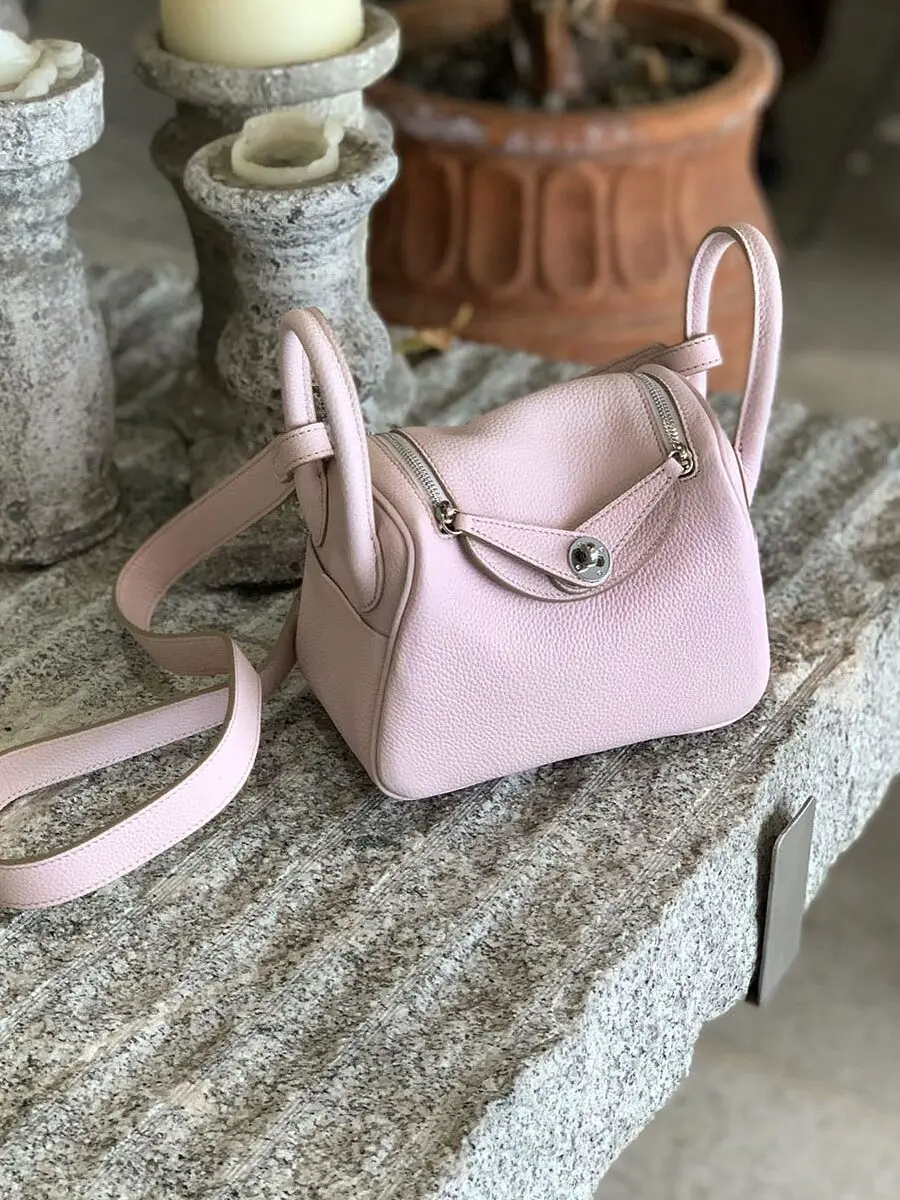 New H-Home Top Layer TC Cowhide Lindy Crossbody Doctor Bag Underarm Handbag Small Size Leisure Sle for Women