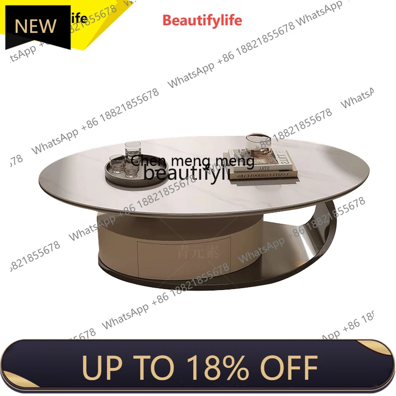 

P178 Stone Plate Light Luxury Coffee Table Modern Minimalist Home Living Room Designer Oval Coffee Table A15