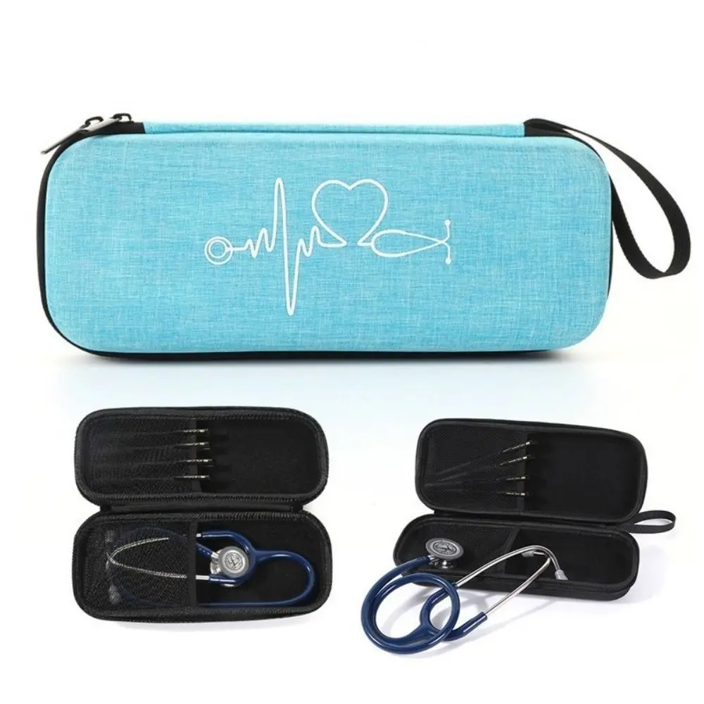 Portable EVA Stethoscope Storage Bag Hard Shell Empty Stethoscope Carrying Case Shockproof Mesh Pockets Emergency Bag Travel