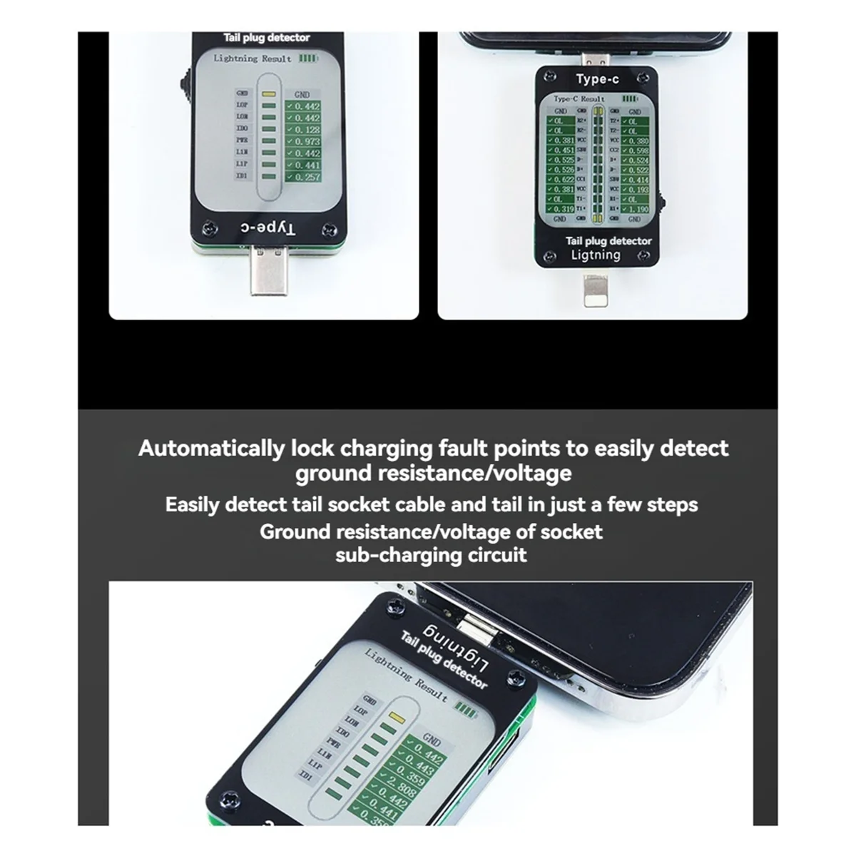New Usb Charging V68 Full Range of Automatic Tail Plug Android Type-C/for Apple Interface Device Tail Plug Detection Tool