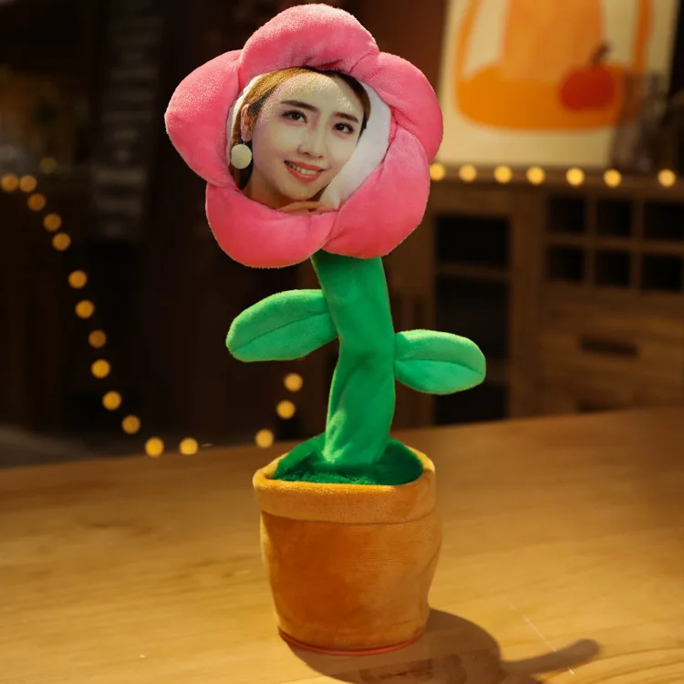 

Customized photo electric birthday gift sunflower toy humanoid doll DIY photo sunflower learn to speak sing dance funny gift