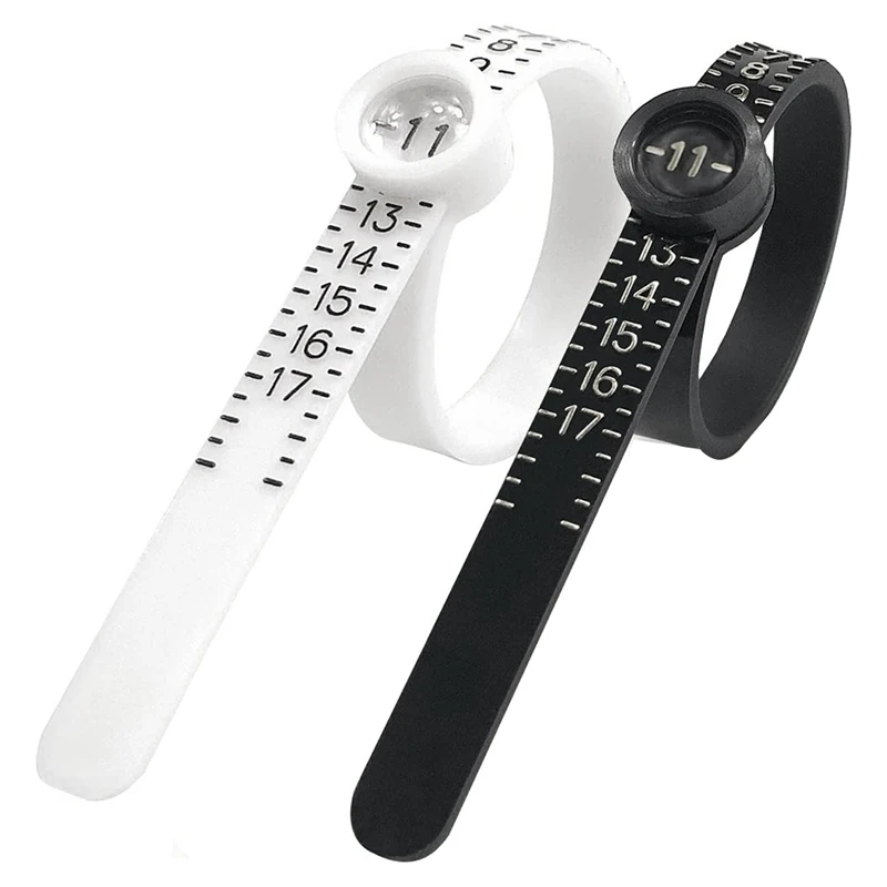 2 Piece Ring Sizing Tool Set Reusable Finger Sizing 1-17 US Ring Sizing Gauge Black And White