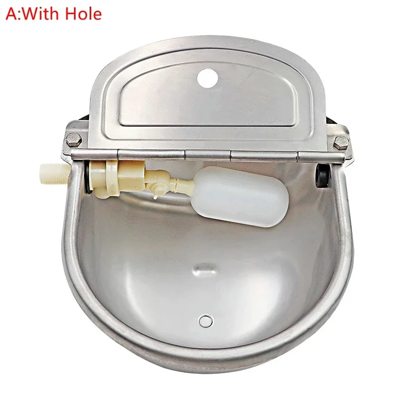 304 Stainless Steel With Drain Hole Drink Automatic Float Farming Trough Horse Cow Water Bowl Supplies Sheep Dog Pet Goat Cattle