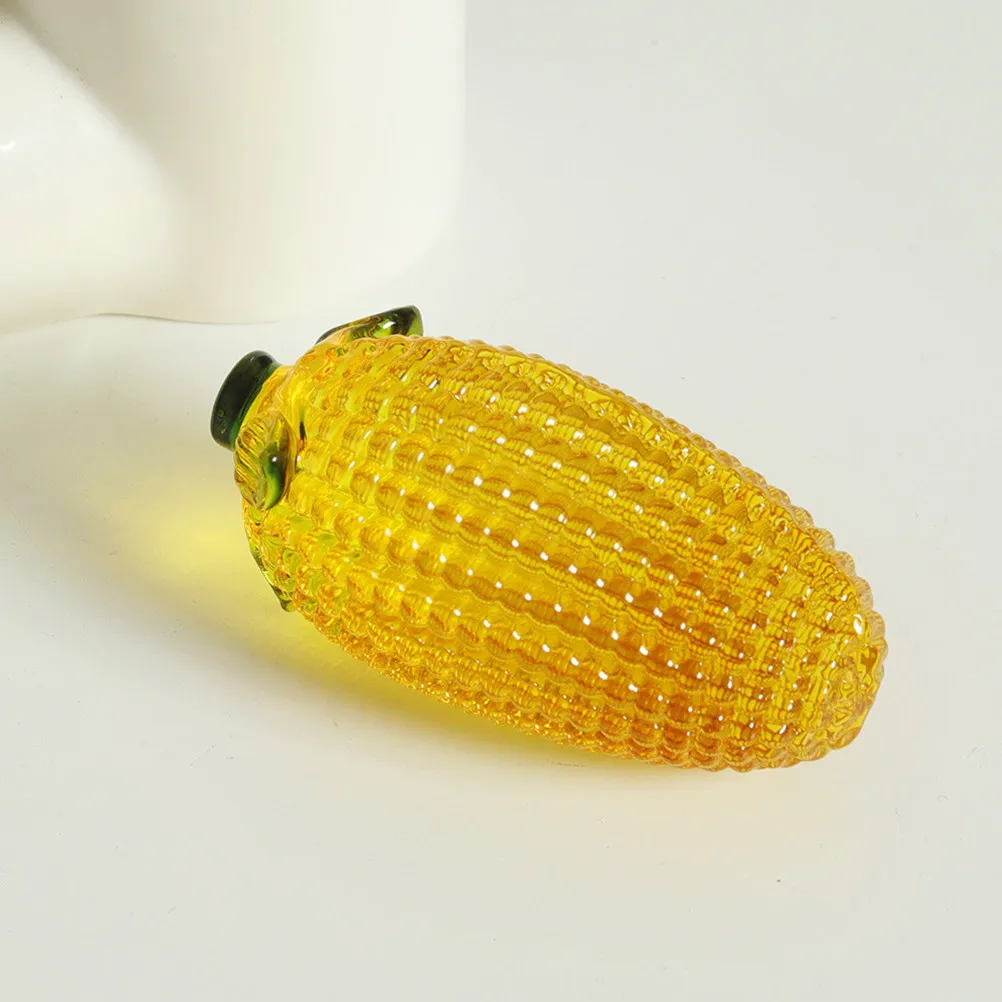 Glass Corn Adornment Vegetable Ornament Chic Decor Living Room Desktop Tabletop Corn Decoration Chic Vegetable Decor