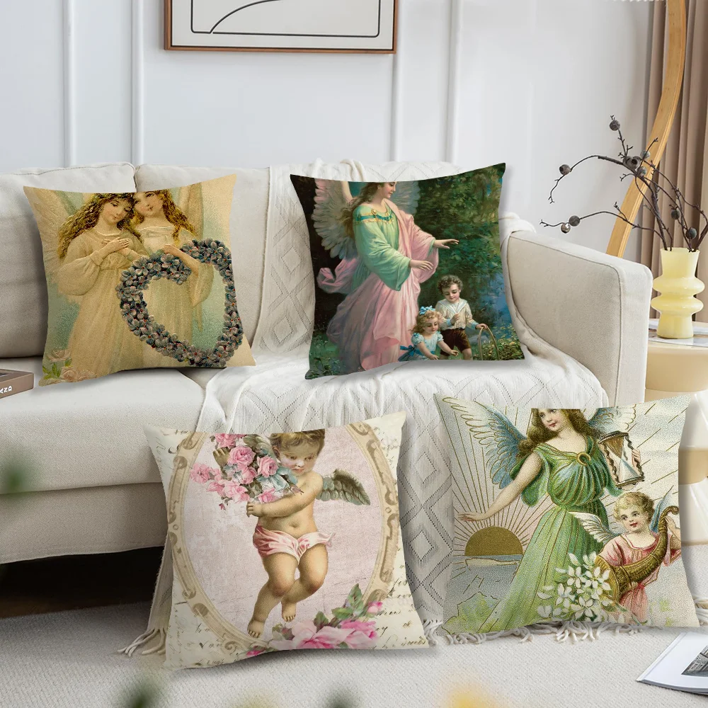 V-Victorians A-Angel Print cushion cover Accessories Square Cushion Room Bedroom Headboard Sofa Living Backrest Car Nap Time