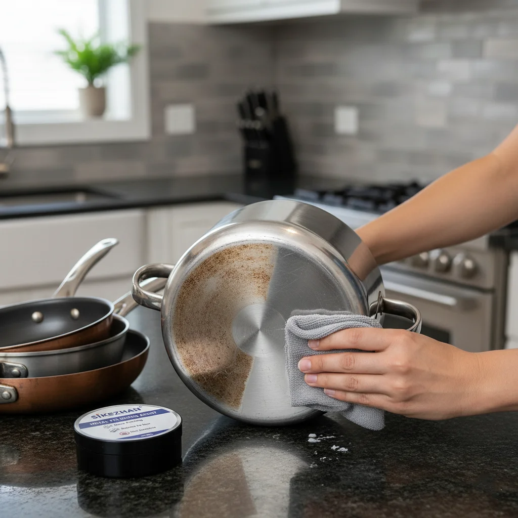 Cookware Metal Polishing Paste | Remove Stubborn Burnt Stains & Black Scale | Stainless Steel Pot Pan Restorer Kitchen Cleaner