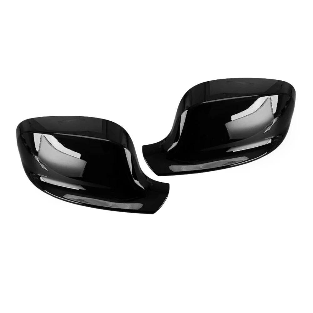 자동차 유지 보수 표시된 거울 커버 캡 검정색 미러 캡 2개 세트 쉬운 설치 OE 일치 실용적인 소재