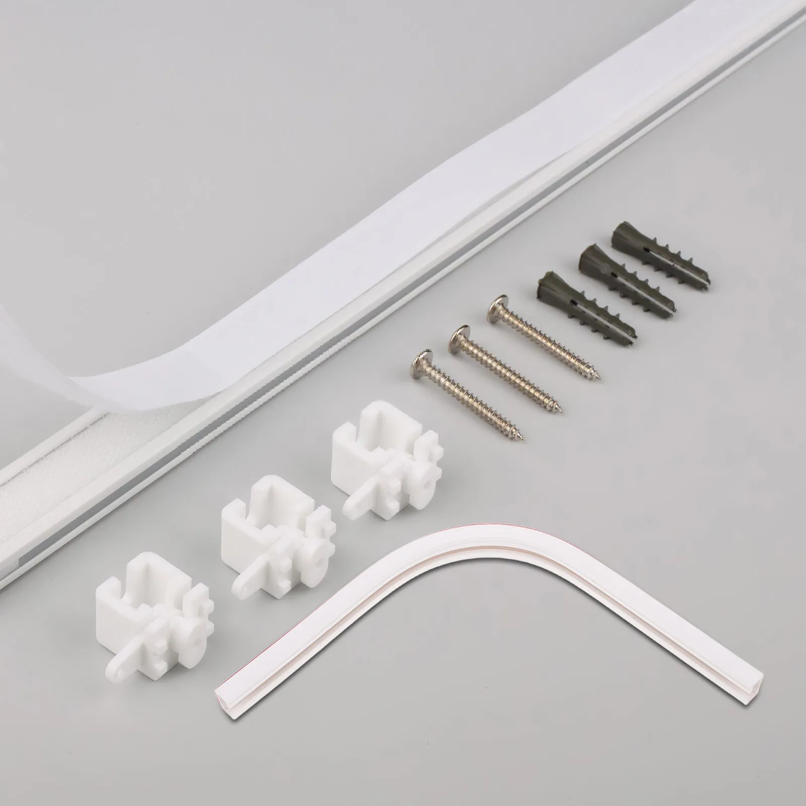 Ceiling Curtain Track No Drill Nanometer Curtain Rail Track Punch-Free Sliding Guide Rail for Home Office Bedroom Bathroom