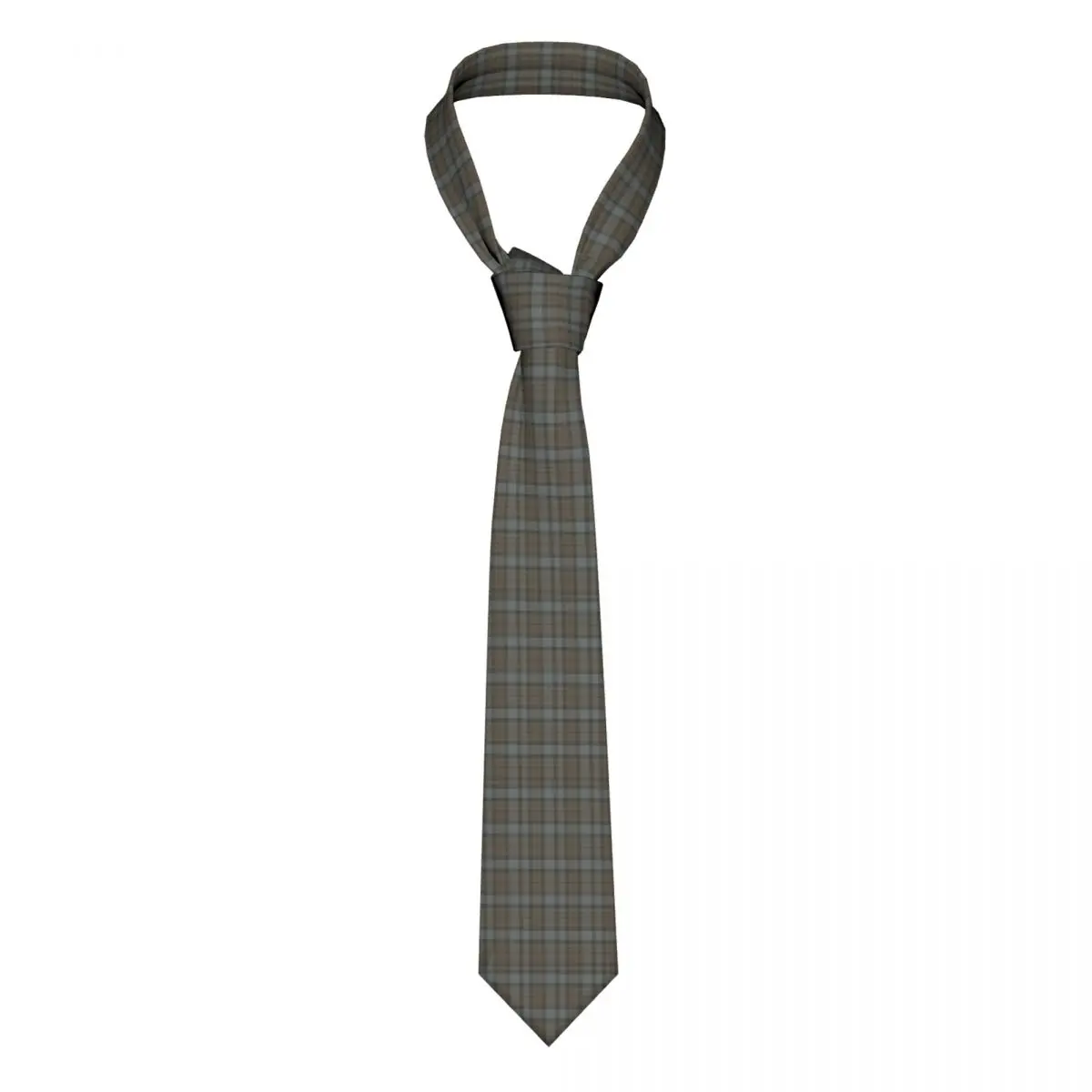 

Custom Brown Grey Plaid Tartan Textured Tie Men Fashion Silk Classic Gingham Necktie for Business