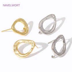 Trendy Stud Earrings Fittings 14K Gold Plated Oval Earrings Base Connectors For DIY Earring Jewelry Making Accessories Wholesale