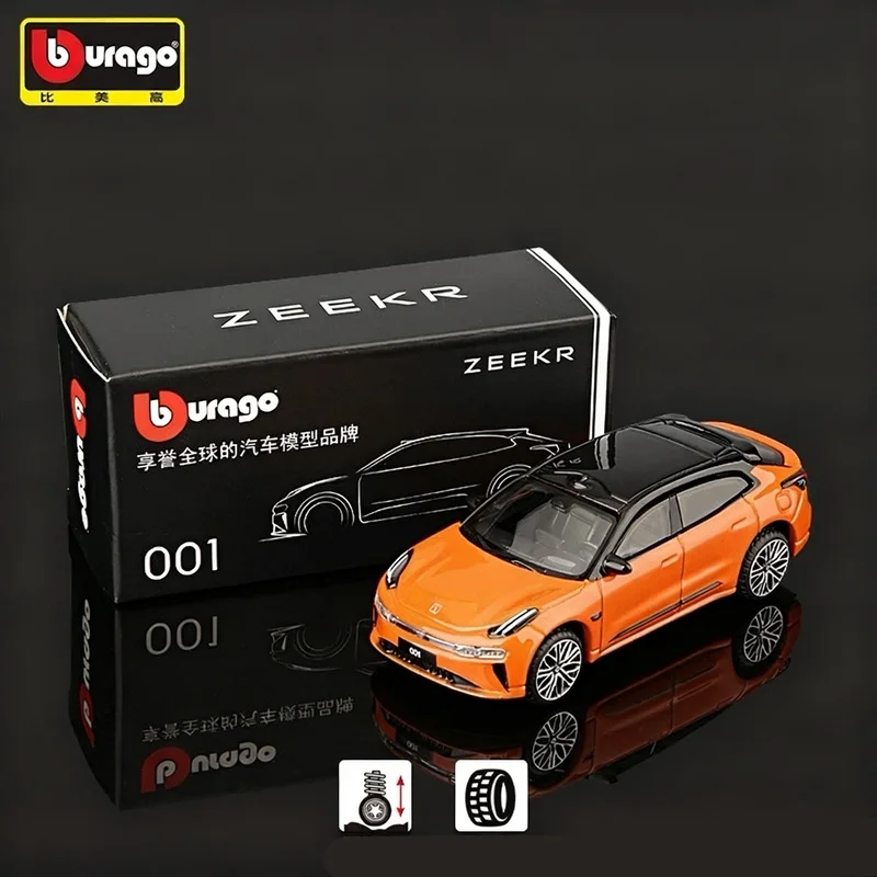 Bburago 1:64 ZEEKR 001 FR Stazione in lega Carro Modello di auto sportiva Fonde sotto pressione Metallo Veicoli a nuova energia Modello di auto Simulazione Regalo per bambini