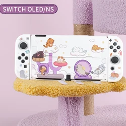 Nintendo Switch OLED Protective Case Lovely Cat Party Hard PC Cover JoyCons Controller Game Housing For Switch OLED Accessory