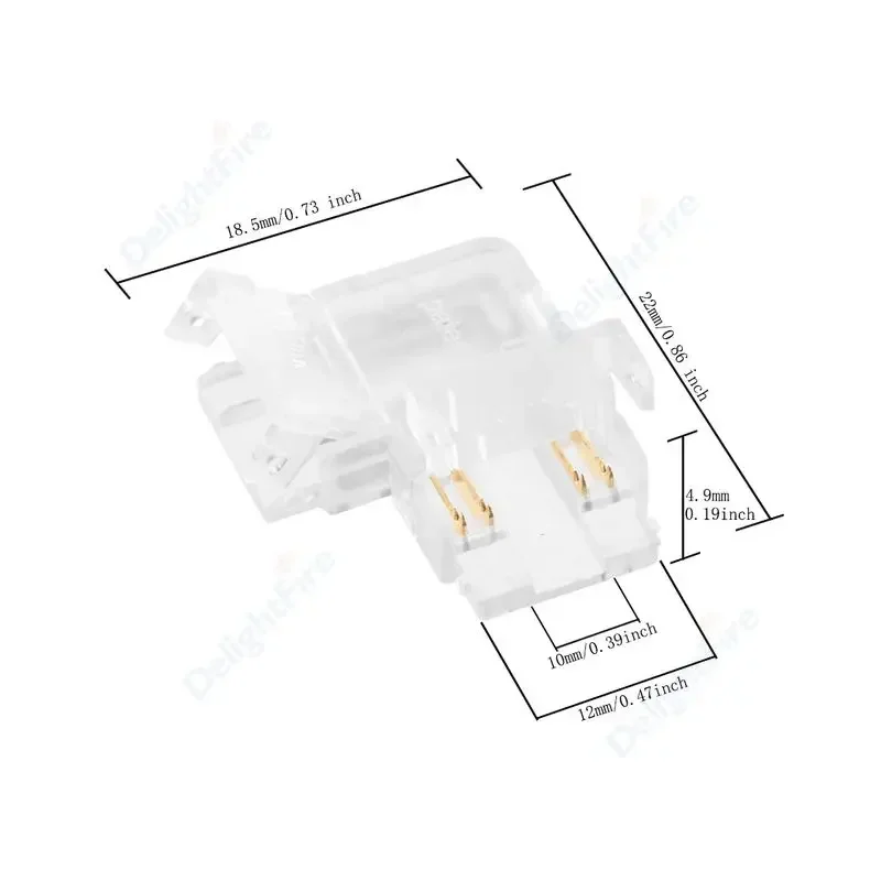 Conector LED COB de 4 pines, conexión sin soldadura de esquina en forma de L de 90 grados para tira de luz RGB CCT FCOB de 10mm