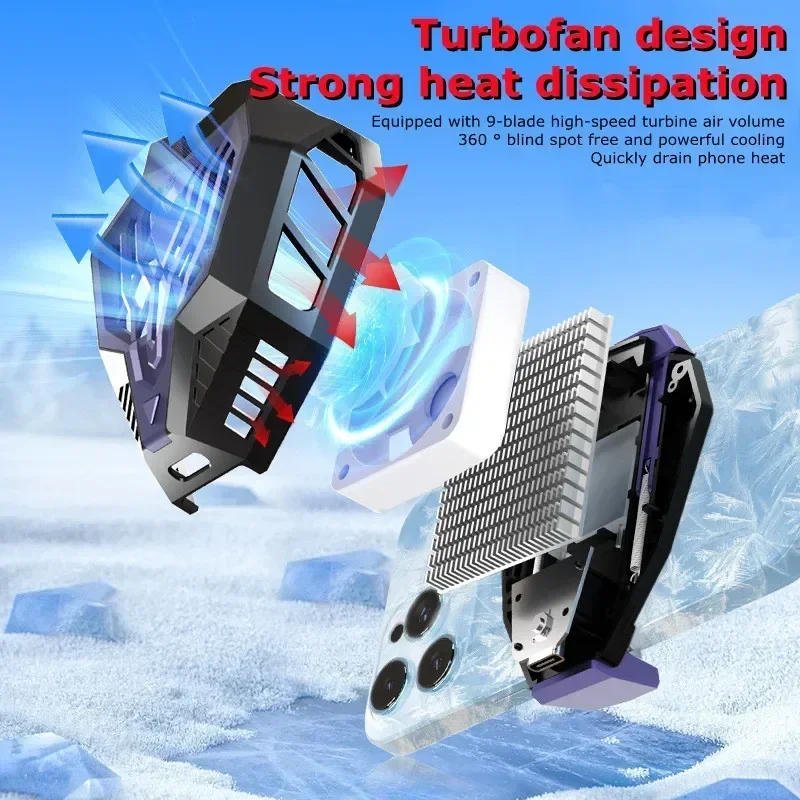 S20 Mobile Phone Semiconductor Radiator Back Clip Heat Sink Type-C Cooling Fan Black/White Game Cooler for IPhone Android PUBG