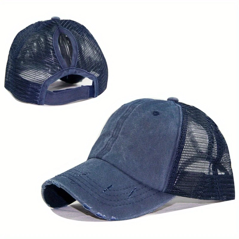 Fashionable sunshade summer women\'s baseball cap holes horsetail wash mesh plate baseball cap