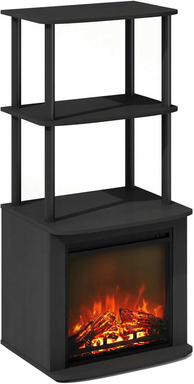 

Трехуровневый электрический каминный столик с открытыми полками