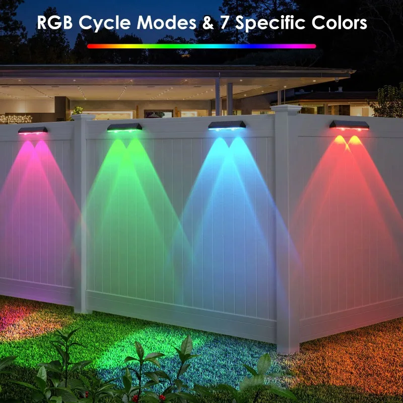 Solar Guardrail Light RGB Color Changing Outdoor Garden Courtyard Decoration Step Light Channel Wall Staircase Light Balcony