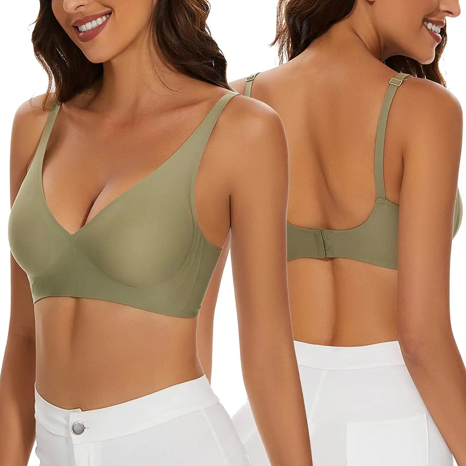 Sujetador Sexy sin costuras para mujer, sostén sin aros ajustable, ropa interior femenina, Bralette acolchado de realce, lencería íntima