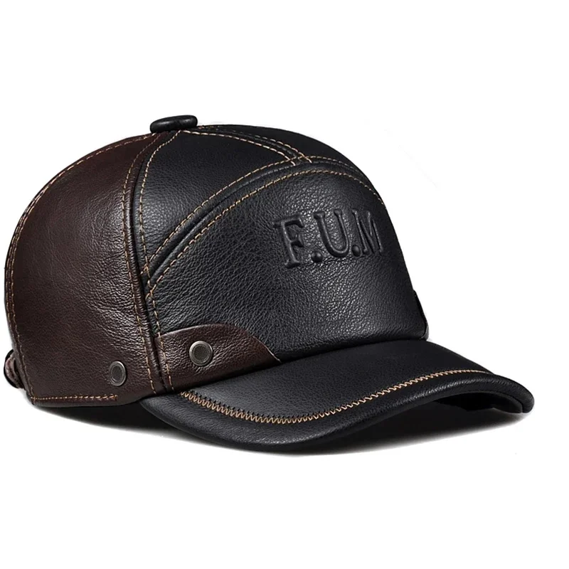 Genuine Men's Flat s Army Military Hat Elegant Man Baseball Cap British Vintage Cowhide Leather Hats