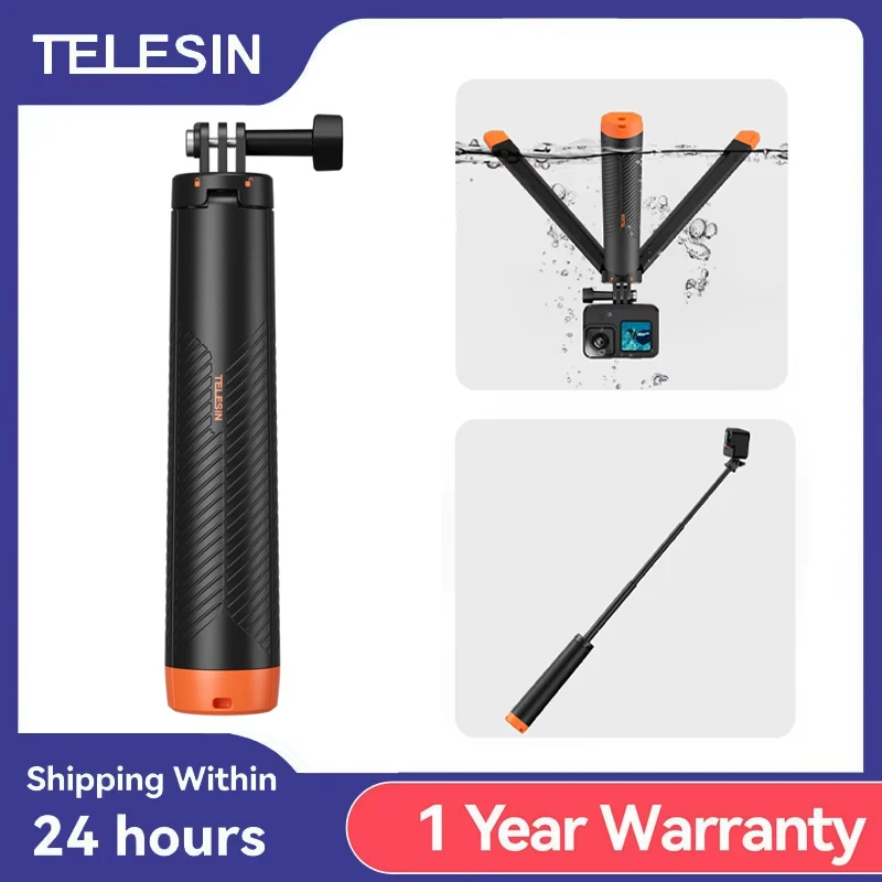 TELESIN Underwater Buoyancy bar Diving Extendable Selfie Stick Tripod For Gopro Insta360 DJI OSMO Action Camera Accessories