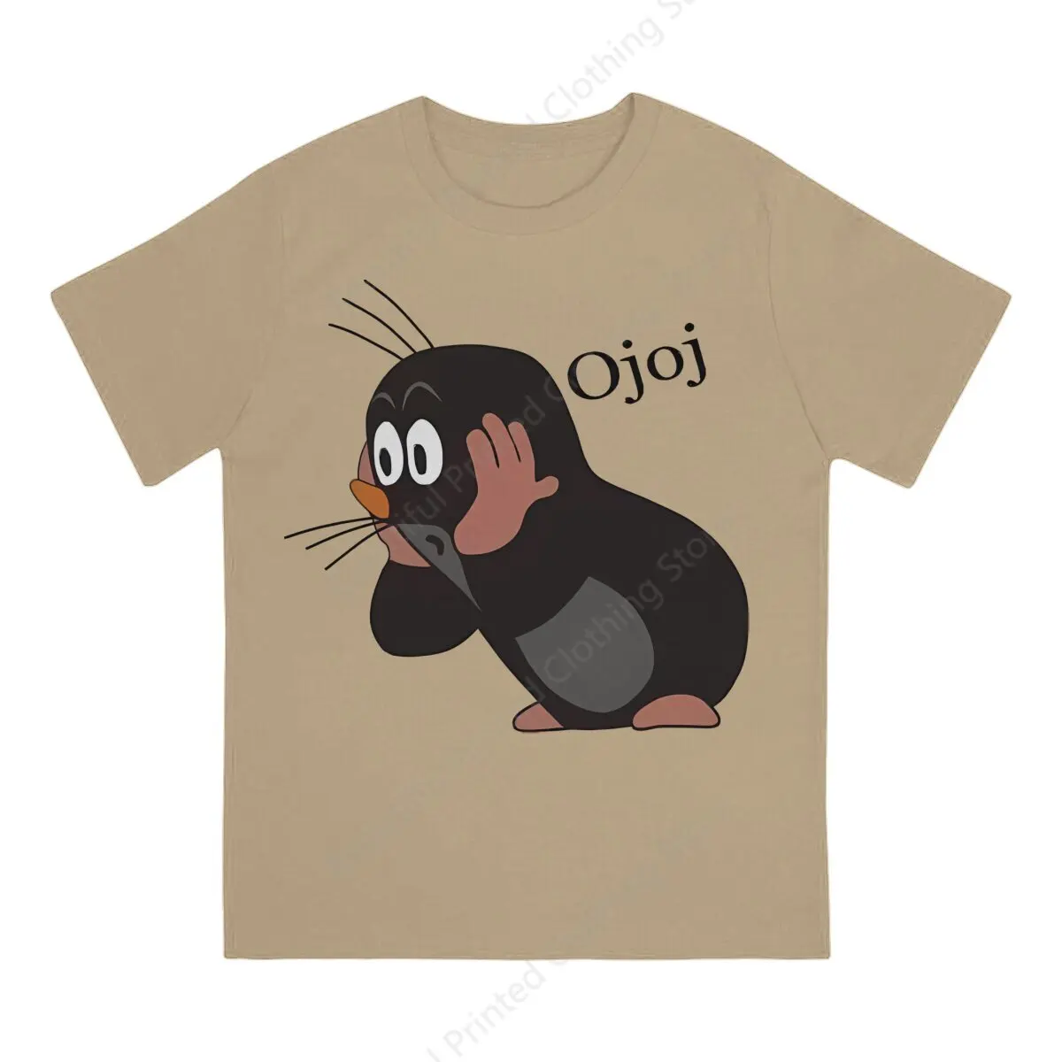 100% bawełniana koszulka The Little Mole Print fajne męskie t-shirty damskie luźna, ponadgabarytowa krótka koszulka Trend zabawa wszechstronna