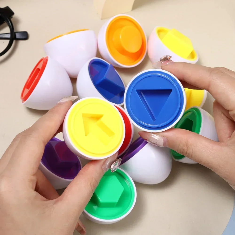 6lot Baby\'s Eggs Matching Game for Identify Color Shape Inserts Construction Blocks Smart Early Educational Toys Puzzle Playing