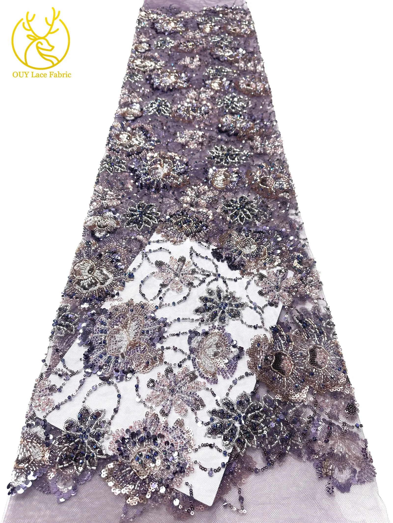 Luxuriöses High-End Nigerianisches Damen-Partykleid für Abschlussball 2026, Afrikanischer Bräutigam-Stickerei-Perlen-Spitzenstoff, Französische Pailletten-Spitze – Detail 17