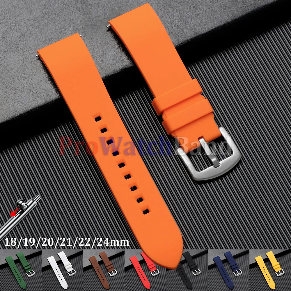 

18mm 19mm 20mm 21mm 22mm 24mm Silicone Watch Strap for Rolex for Omega for Casio Soft Waterproof Belt Quick Release Bracelets