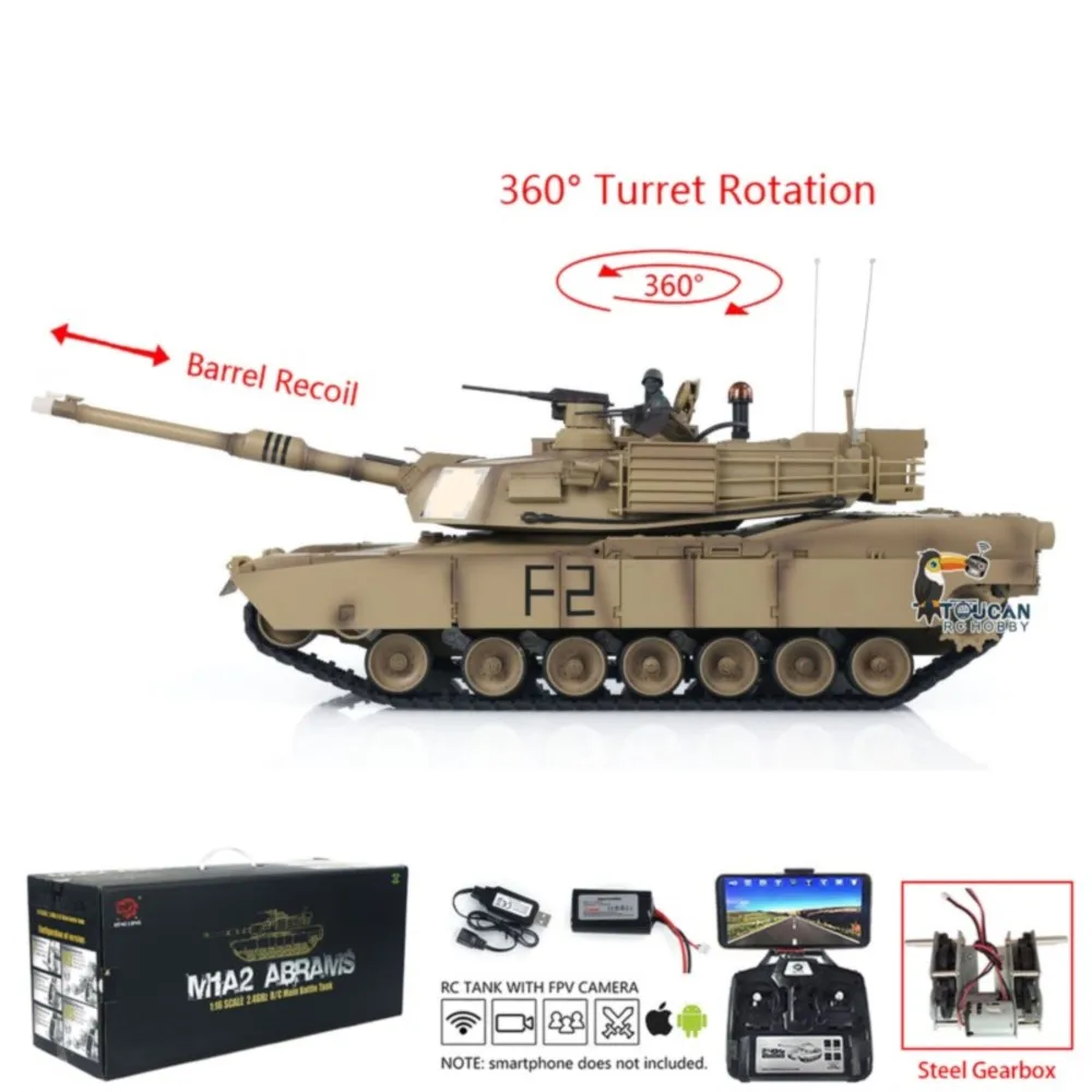 1/16 Heng Long 7,0 plástico FPV M1A2 Abrams RC tanque 3918 caja de cambios barril retroceso IR Control remoto Panzer tanque juguetes TH17793