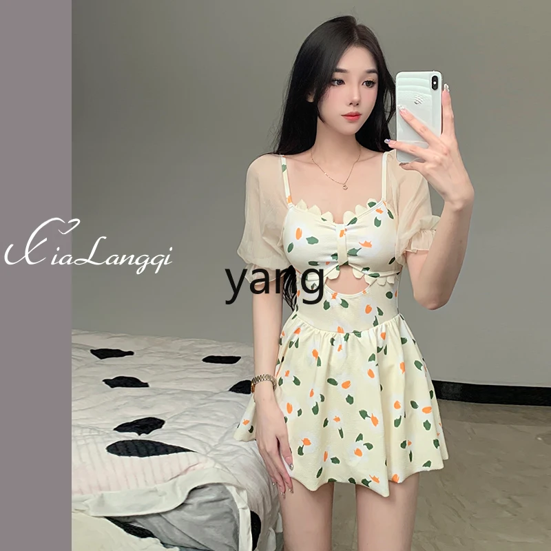 LMM swimsuit women's summer dress conservative small fresh slightly fat girl hot spring swimsuit