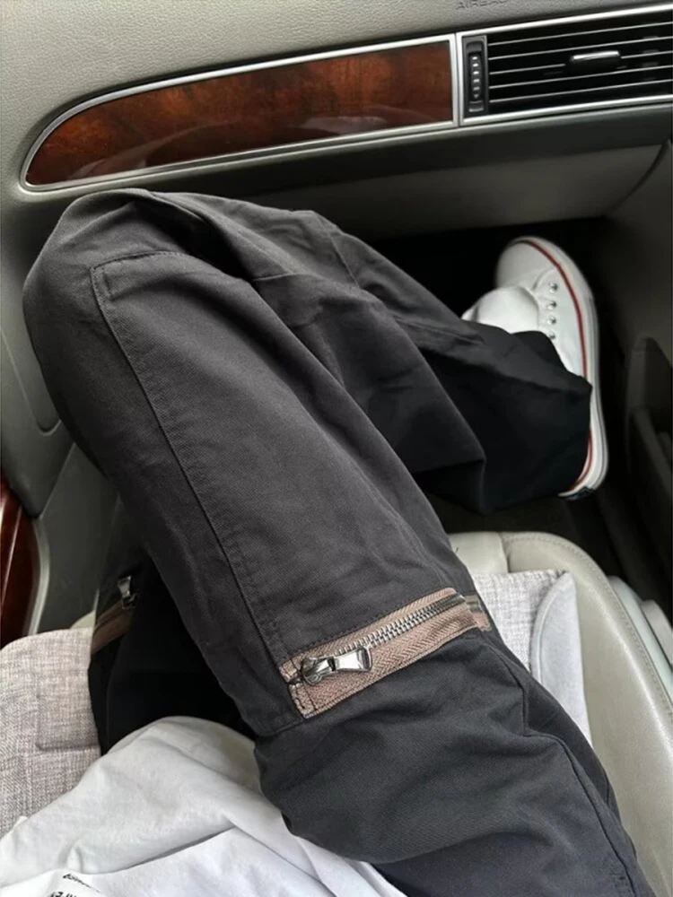 

Мужские летние тонкие брюки Bla Zipper в американском ретро-стиле, повседневные, прямые, свободного кроя, спортивные, длинные...