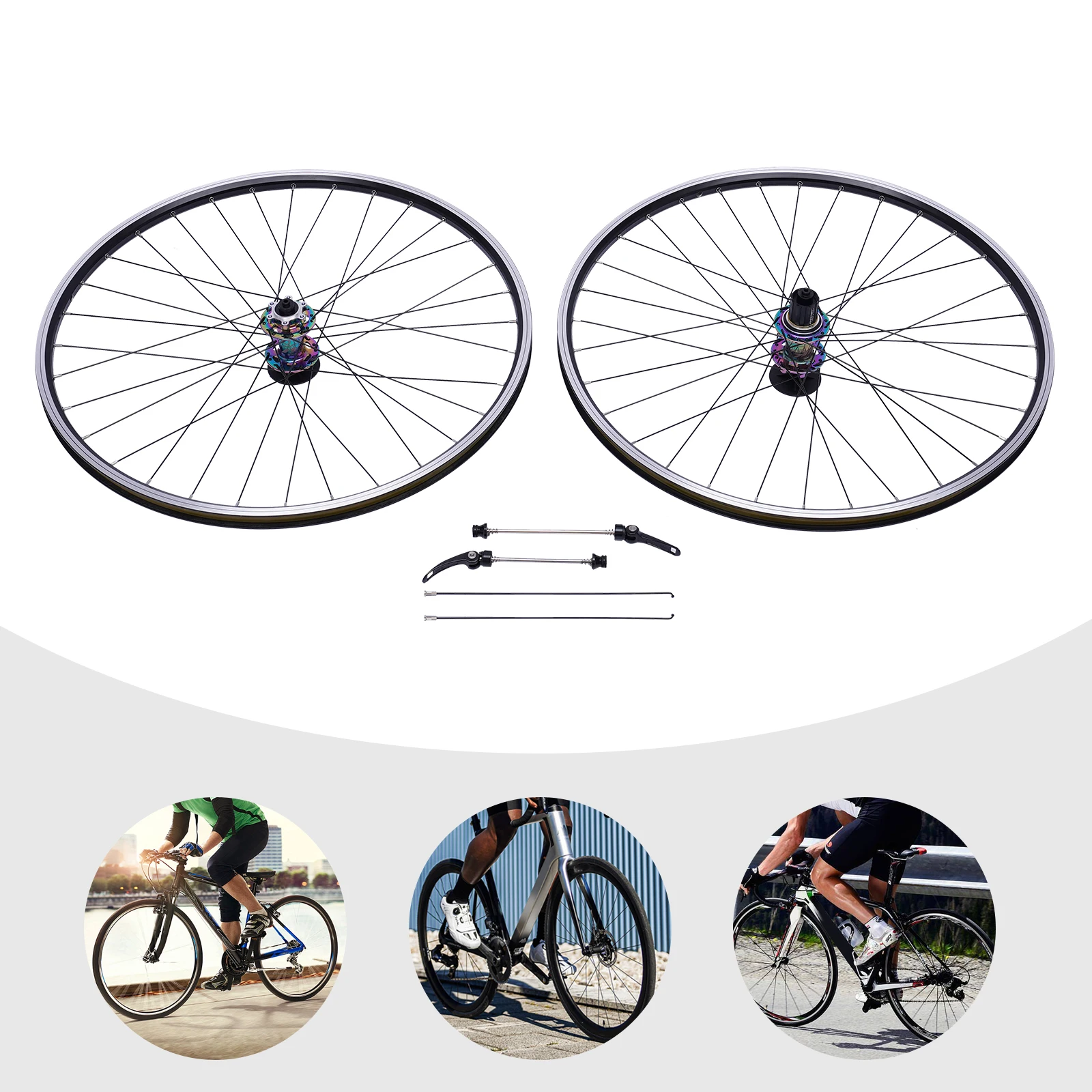 High-Performance Bicycle Wheelset, Aluminum Alloy Frame with 6 Bearings, Double Six-Hole Disc Brakes, Stylish, Easy to Install