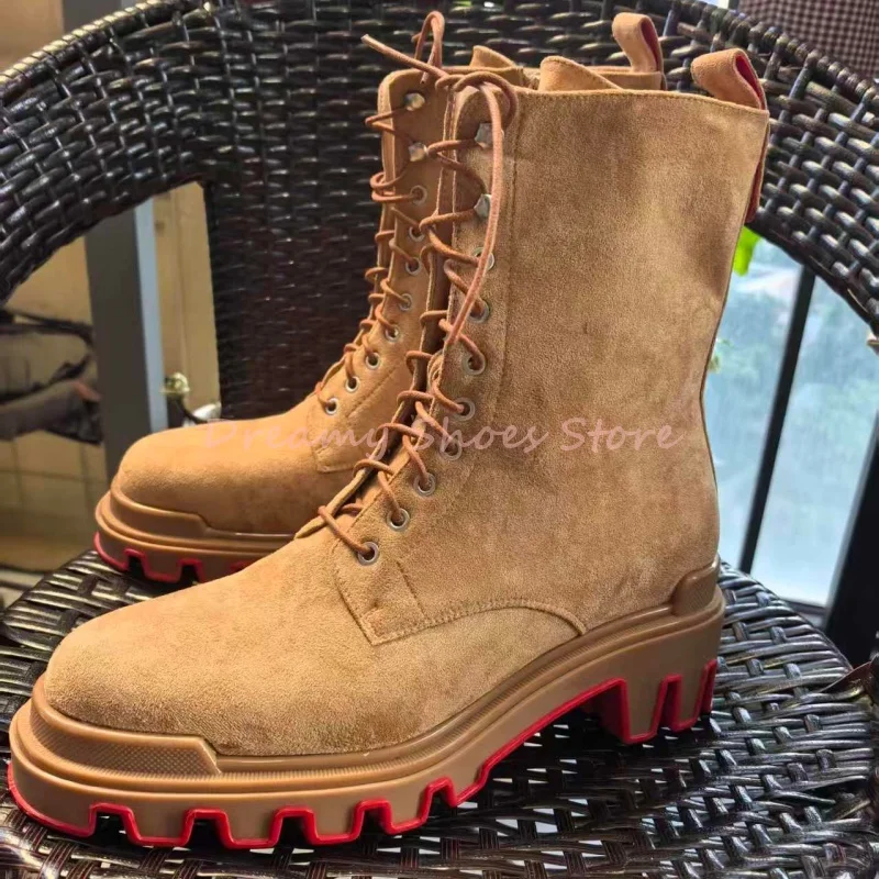 

Suede Lace Up Side Zipper Platform Ankle Boots Men Luxury Black Leather Short Boots Fashion Vintage Casual Formal Business Shoes