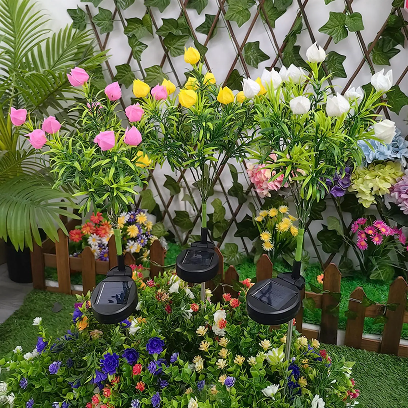 Solar Flower Lights LED Realistic Gardenia Decorative Waterproof Solar Yard Lights Outdoor For Patio Garden Balcony Flower Beds